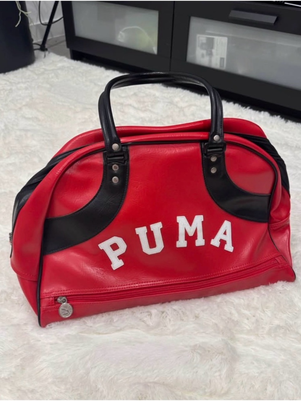 Puma Red and Black Travel Duffel Bag with White Logo